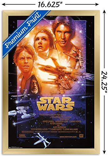 Trends International Star Wars: A New Hope - Pôster de parede de uma folha, 14.725 x 22.375, versão emoldurada de ouro
