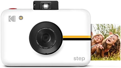 Câmera instantânea da câmera Kodak Step com sensor de imagem de 10MP, tecnologia de tinta Zink Zero, visor clássico, modo de selfie, timer automático, flash embutido e 6 modos de imagem | Branco.