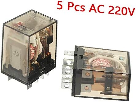 X-Dree 5pcs AC 220V Bobina DPDT 2NO + 2NC 8P Relé eletromagnético de energia Power Rail DIN/PCB AC 220V/240V 10A W Luz (5 unids AC