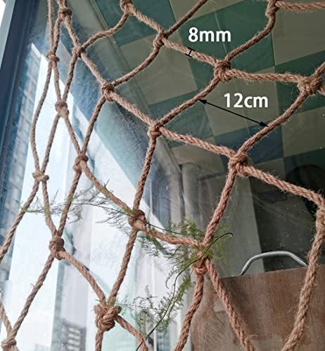 Segurança Antifa-Fence Net para crianças CAT de animais de estimação, partição RETRO DECORAÇÃO NETA DE JUTA, Rede de corda de proteção ao cânhamo externo, rede de grade da varanda da escada para criança, pendurar rede de parede de fotos (cor: 8mm