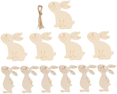 Toyvian 20 conjuntos de coelho decoração de pingente de coelho Decoração de coelho de madeira de pásco