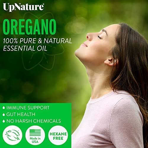 Óleo essencial de orégano para cima - natural e puro, não diluído, óleo de aromaterapia de qualidade premium de líquido de orégano
