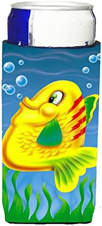 Tesouros de Caroline APH0527MUK Amarelo Fish Ultra Hugger para latas finas, lata de manga mais fria Máquina lavável Lavagem de bebida HuSh Hanga
