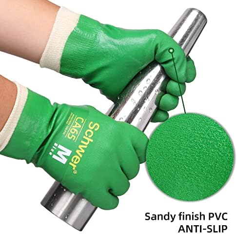 Schwer 11 Luvas resistentes a produtos químicos de PVC, forro anti -suavor e odor de fibra de bambu, à prova d'água, fria,
