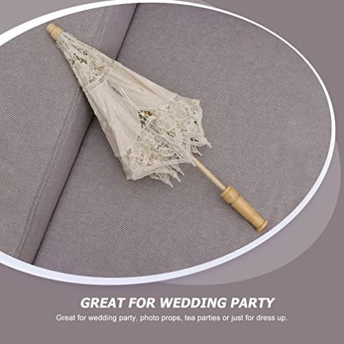 Stobok mini guarda -chuva mini guarda -chuva de casamento vintage noiva de noiva, guarda -chuva de parasol de renda branca para a decoração para festa de casamento
