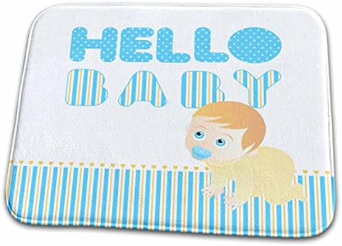 3drose bebê garoto rastejando e olá mensagem de bebê no azul e ... - tapetes de banheiro banheiro