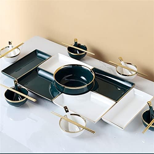 Zhuhw misto colorido de mesa retangular malha de mesa de mesa de mesa de placa cerâmica conjunto de placas de placas de placas
