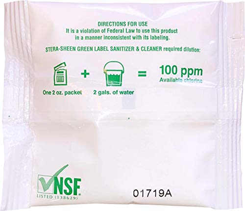 Caixa de 100 - 2 onças Stera -Sheen Green Label Sinitizer pacotes SSG1002