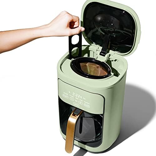 Máquina de café programável Cylexo 14 xícara, sistema de 1200 watts fabrica café quente extra, cobertura branca de Drew Barrymore, Sage Green