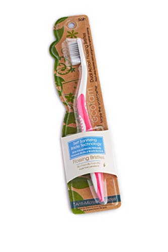 Ecofam Earth Friendly Compostable Adult Manual dentes escovas - escova de dentes de cerdas macias com infusão de prata