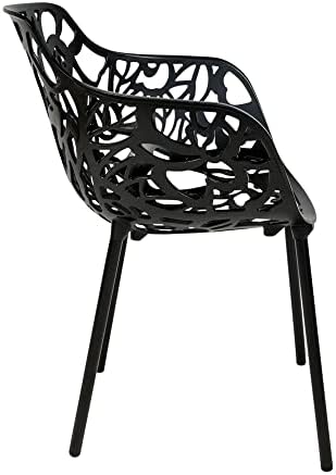 Leisuremod Devon Modern Aluminium Indoor Outdoor-Outdoor empilhável Cadeira de braço de jantar, conjunto de 2