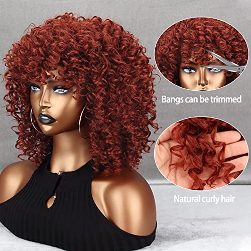 Xinran Curly Ginger Wig for Women, Wigs Afro Auburn 70s para mulheres, perucas afro curtas naturais procurando por cosplay diário