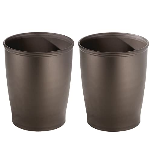 Mdesign pequeno banheiro plástico lata de lata de lixo - lixo de 1,6 galão pode cesta de resíduos para banheiro - cesta de lixo/lixo - lata de lixo para banheiro, banheiro - coleta hyde - 2 pacote - bronze