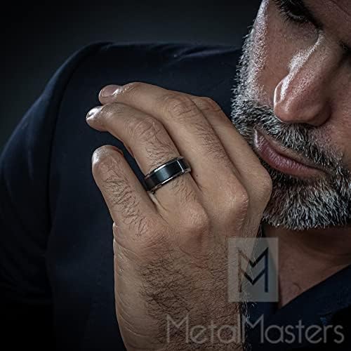 Metal Masters Co. 9mm preto com dois tons de tungstênio carboneto masculino anel de casamento escovado, tamanhos de ajuste de conforto