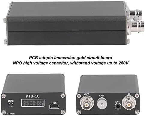 Smart Display Antena Tuner, ATU -10 qRP Antena automática Tuner, Mini Antena Tuner 0.91in Display Radio Tuner com versão do conector BNC, antenas