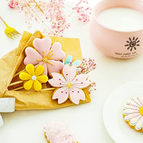 16 PCs Flower Cookie Cutters em gravação mini selos de biscoitos de flor formas de flores de primavera 3d Cores de biscoitos de
