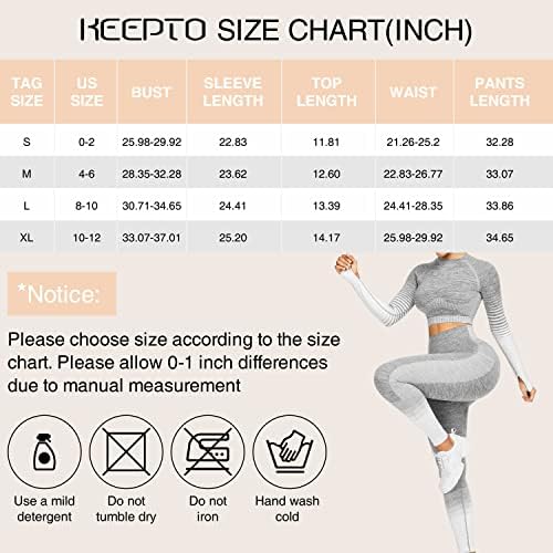 KeepTo Womens Trefining Define roupas de duas peças para mulheres perneiras de ioga de cintura alta e roupas de manga longa.