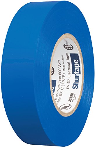 Shurtape EV 57 Fita de Vinil de Vinil Colorida de Depósito Geral, UL listado/CSA aprovado, 7,0 mil, azul, 3/4 polegadas x 66