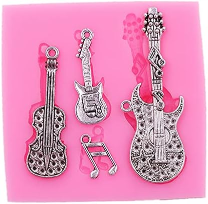 Molfo de silicone de chaves de guitarra de guitarra com orifício para brincos DIY Brincos pendentes decoração de cera Bolsa