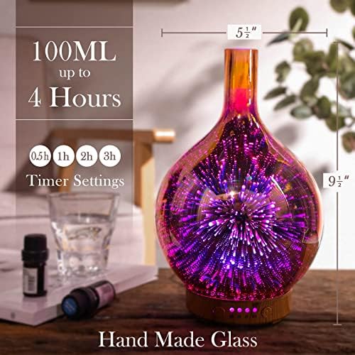Porsseme 280ml Aladdin Vase+100ml de ouro rosa Aladdin Aladdin Essential difusor de aromaterapia de vidro 3D Umidificador