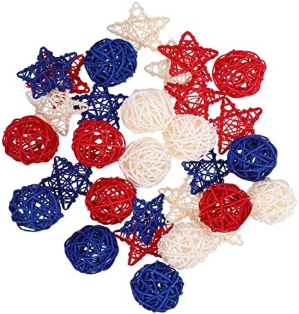 Besportble Independence Day Takraw Star Decor Red Ornament Tablescape Decor 30pcs Branco e azul Star Independence Day pendurado ornamentos