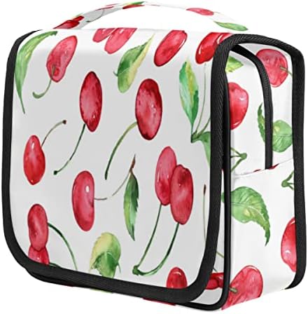 Saco de higiene pessoal pendurado Frutas de cereja vermelha de grande capacidade Bolsa de cosméticos à prova d'água Organizador de bolsa de maquiagem portátil para mulheres meninas homens