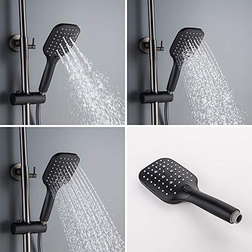 Torneiras Sistema de chuveiro termostático Cinza escuro Exposto de banheiro combo combo combo de torneira de chuveiro multifuncional