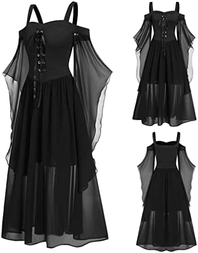 vestidos góticos lcziwo para mulheres ocasiões especiais spaghetti laça de ombro frio manga borboleta de tamanho grande vestido