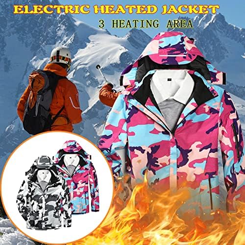 Jaqueta aquecida com icodod 3 área para homens homens de parka casaco de camuflagem usb carregamento de aquecimento com capuzes