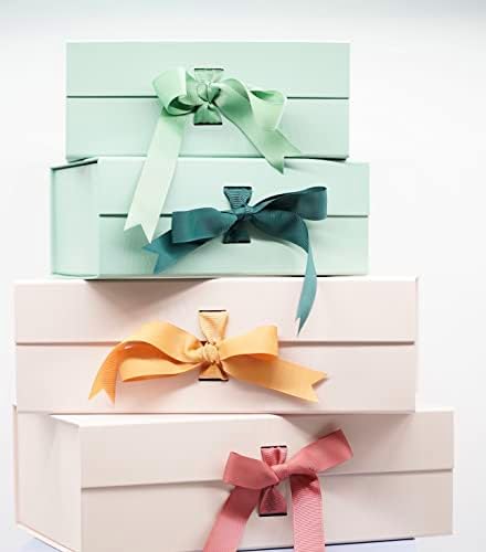 Papel Genius Luxury Gift Box | Caixas de presente para presentes | Caixas de presente com tampas para o Natal - Caixas de presente com fitas para casamento e ação de graças, Dusty Rose Large)
