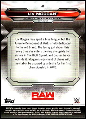 2019 TOPPS WWE RAW 47 Liv Morgan Wrestling Trading Card