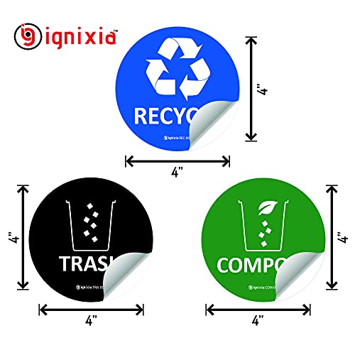 Ignixia Trash Recick Compost Sticuters para organizar o adesivo de vinil premium para lata de lixo, lixeira de composta