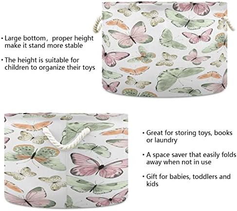 Cesta de corda de algodão kigai colorido cesto de armazenamento de borboleta colorida para brinquedos cobertos cesta de lavanderia