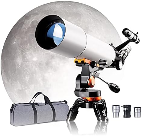 Telescópio para adultos e crianças Astronomia Iniciantes, telescópio de viagem astronômico de reflexor com bolsa de transporte, Apertura de 80 mm de comprimento focal de 500 mm AZ com tripé estável