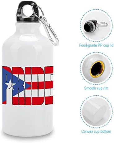 Porto Rico -Rico Bandeira Country Pride Reutilable Bottles Sport Water Bottle Aluminium com Carabiner e Twist Cap