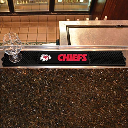 Fanmats 13988 Kansas City Chiefs Drink Bar Mat - 3,25in. x 24in. - tapete durável de secagem de pratos, fácil limpo, contador de tapete
