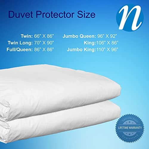 Nacional alergia premium algodão edredom protetor - tamanho king jumbo - 110 x 96 - branco - respirável 300