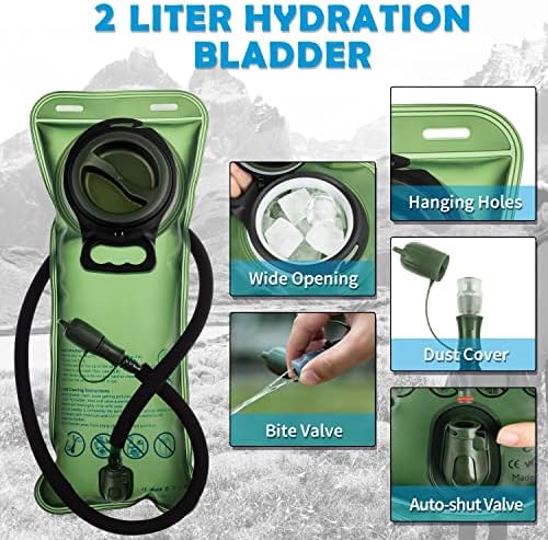 Mochila tática de hidratação tática Rupumpack com bexiga de água 2L, mochila militar para caminhadas, corrida, ciclismo