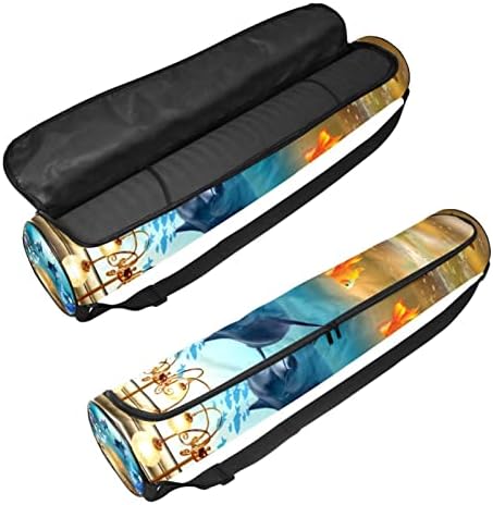Ratgdn Yoga Mat Bag, Magic Mermaid e Dolphin Exercício Yoga Mat Carrier Full-Zip Yoga Mat de transporte