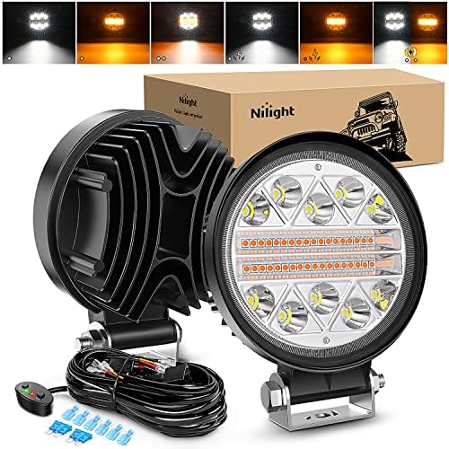 Nilight 2pcs 4,5 polegadas 27W Barra de luz LED Amber Strobe 6 Modos Memória Função de memória Off-road Car Cabin SUV Cabin Boat