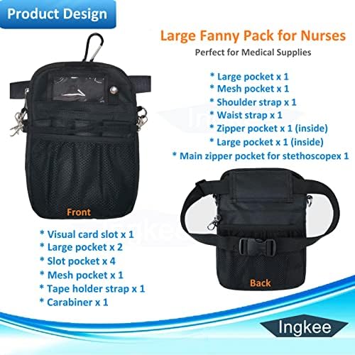 Enfermagem Fanny Pack, Ingkee 4-in-1 enfermeira bolsa de cinto de ferramentas com armazenamento de utilidade para estetoscópios, porta-fita,