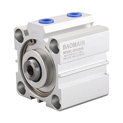 Baomain compacto cilindro de ar fino SDA 20-5 20mm Bore 5mm Stroke M5 Porta