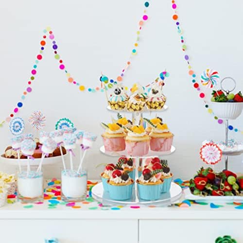 Suporte de cupcake, exibição de sobremesa redonda de acrílico de 3 camadas, suporte de exibição de cupcakes de sobremesas