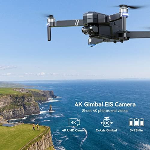 Ruko F11GIM2 Drone com 3 baterias e engrenagens sobressalentes, automático para casa, motor sem escova, resistência ao vento de 6 níveis