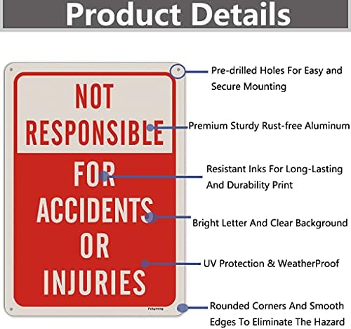 2 pacote não responsável por acidentes ou lesões sinais de 14 x 10 polegadas entram por sua própria conta e risco metal
