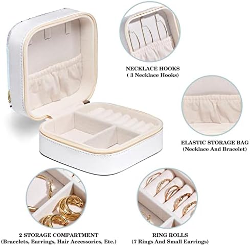 RodailyCay Golden Leaves Jewelry Box for Women Girls ， Mini Jóias portáteis Organizador da caixa de viagens ， PU Solution Storage Jewellery Storage