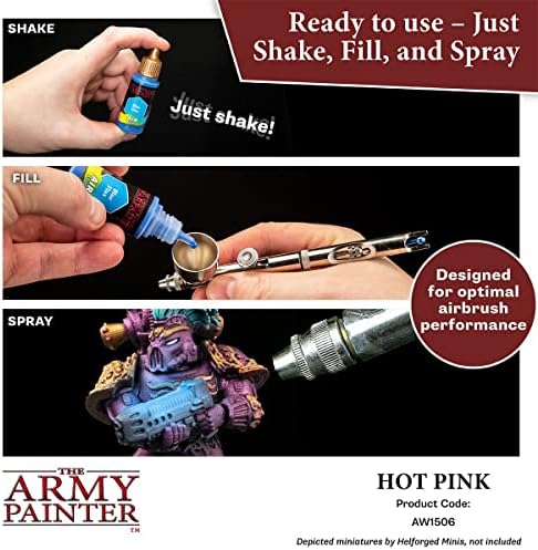 O pintor do exército Warpaint ar fluorescente rosa quente - acrílico não tóxico fortemente com tinta à base de água pigmentada para interpretação de comprimidos, jogos de tabuleiro e pintura de modelo em miniatura de jogos de guerra