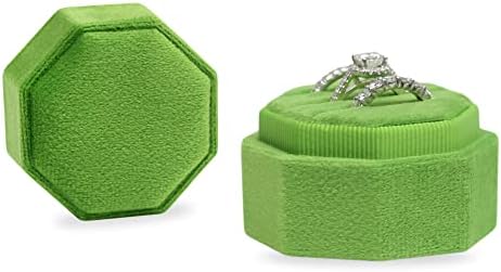 Blutete Velvet 3 Slots Jewelry Ring Box Caixa de casamento Caixa de casamento Caixa de lembrança Ringue de photo Triple Slots Octogon