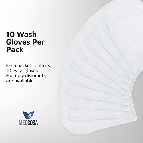 Medcosa Washgleves adultos para incontinência | Luvas em forma de luva exclusiva lenços corporais descartáveis ​​| Limpos molhados