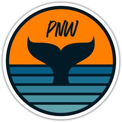PNW Whale Ocean Oregon Washington - adesivo de vinil de 8 - para laptop de carro i -pad - decalque impermeável